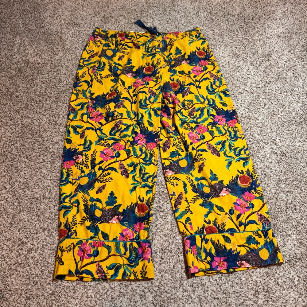 Anthropologie Nathalie Lété Yellow Floral Lounge Pants - XL